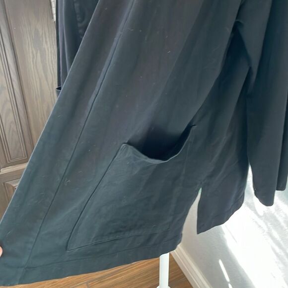 Eileen Fisher Black Cotton Blend Open Cardigan with Pockets Size Medium - Picture 2 of 6